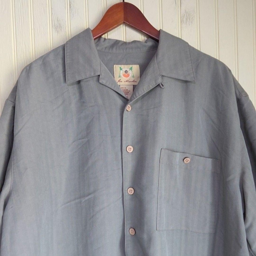 Joe Marlin Shirt Mens XL Gray Solid Short Sleeve Camp Pocket Button-Up Casual
